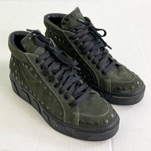 275 Central Green Suede Fashion Sneakers Platform Booties woman's size 36 - Picture 1 of 10